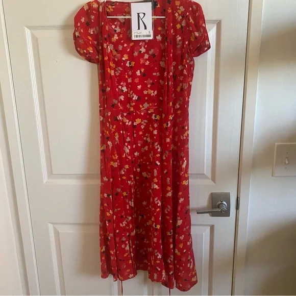 red floral wrap dress short sleeve WOMEN'S SHORT SLEEVE V-NECK WRAP FLORAL MAXI DRESS